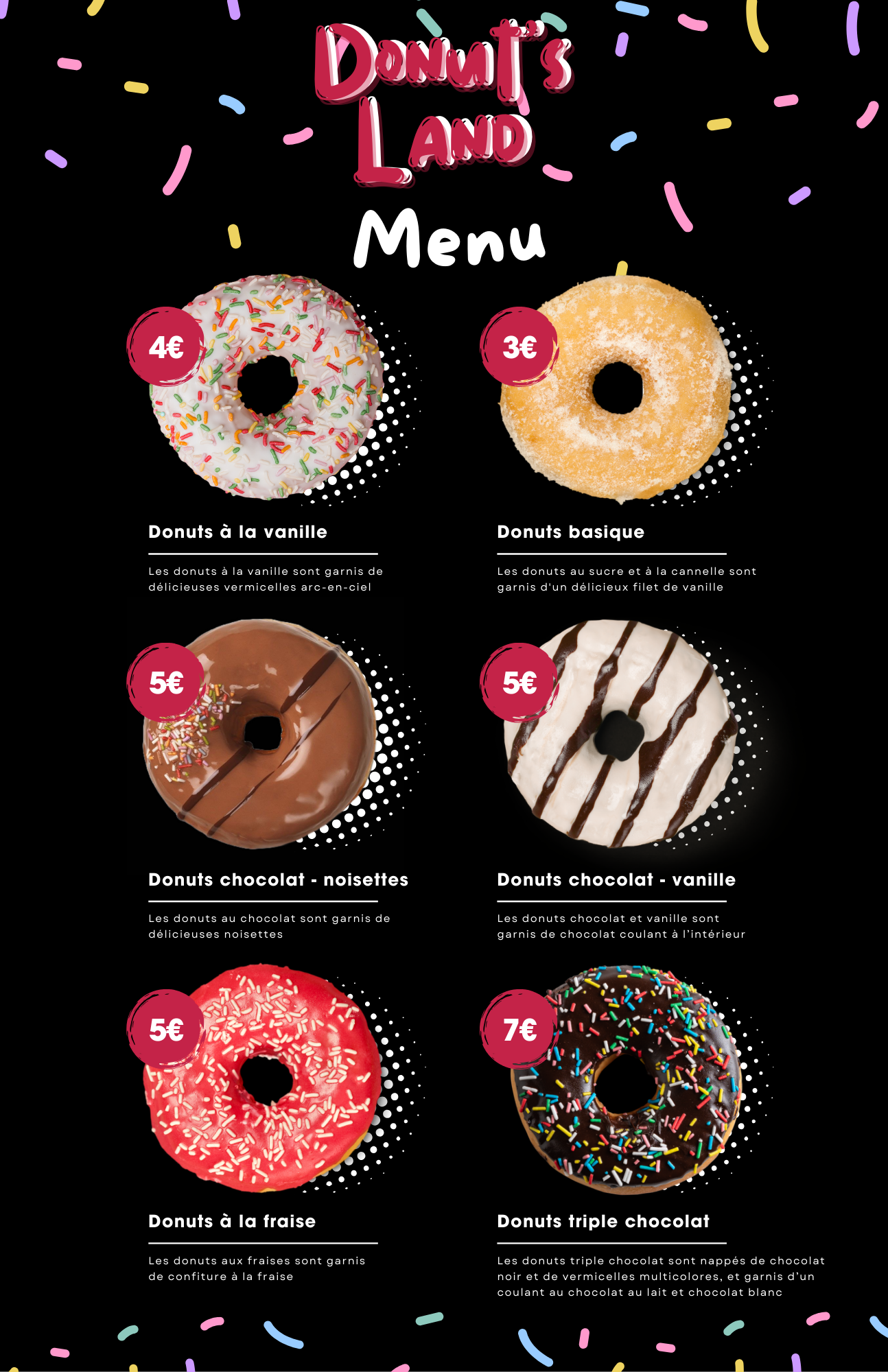 Menu Donut's Land